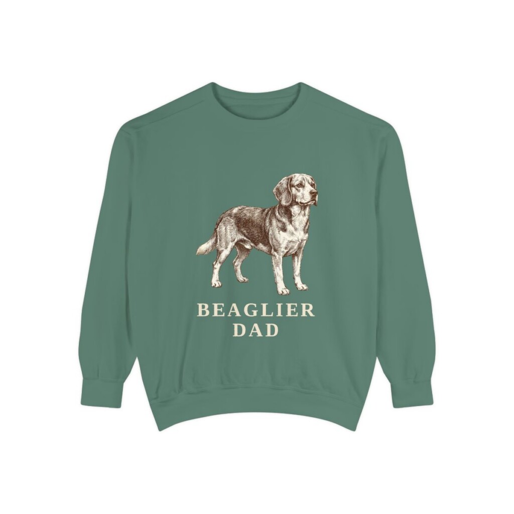 beaglier-sweatshirt-dad-light-green Beaglier Dad Sweatshirt, Light Green, front view