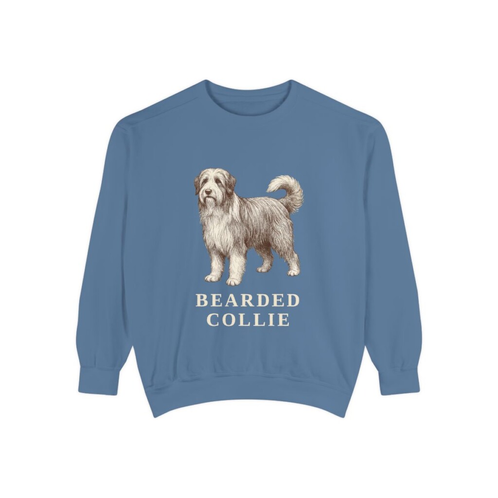 Bearded Collie Sweatshirt, Blue Jean, front view