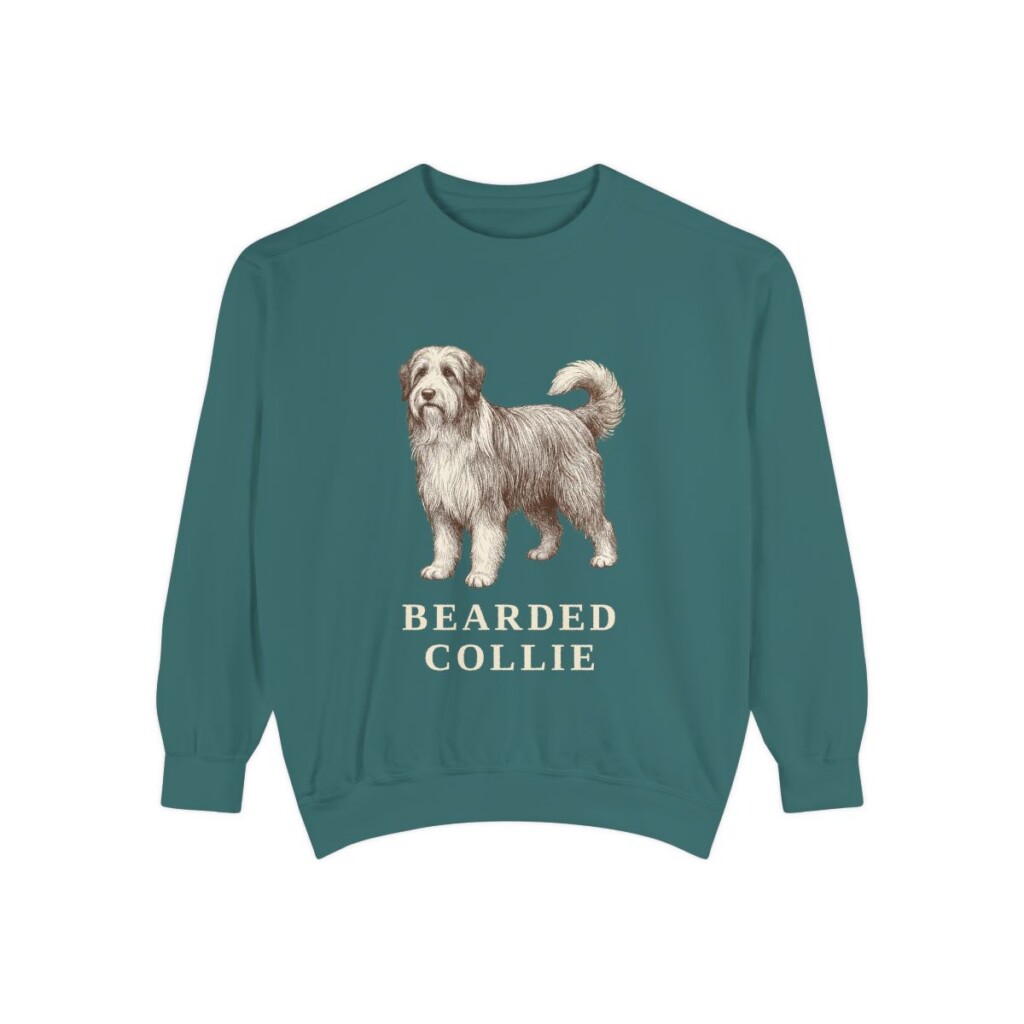 Bearded Collie Sweatshirt, Blue Spruce, front view