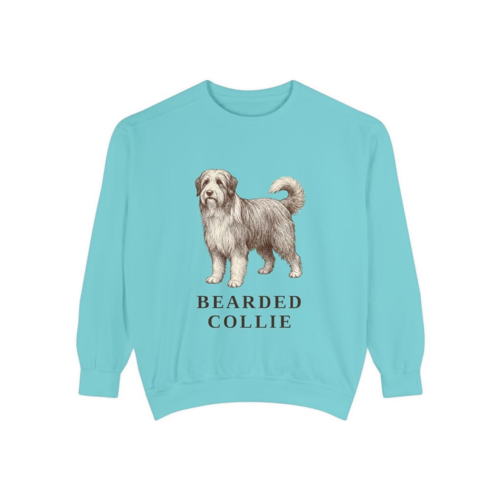 Bearded Collie Sweatshirt, Chalky Mint, front view
