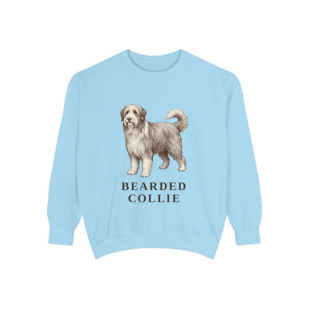 Bearded Collie Sweatshirt, Chambray, front view
