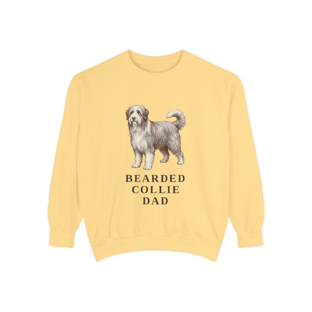 bearded-collie-sweatshirt-dad-butter Bearded Collie Dad Sweatshirt, Butter, front view