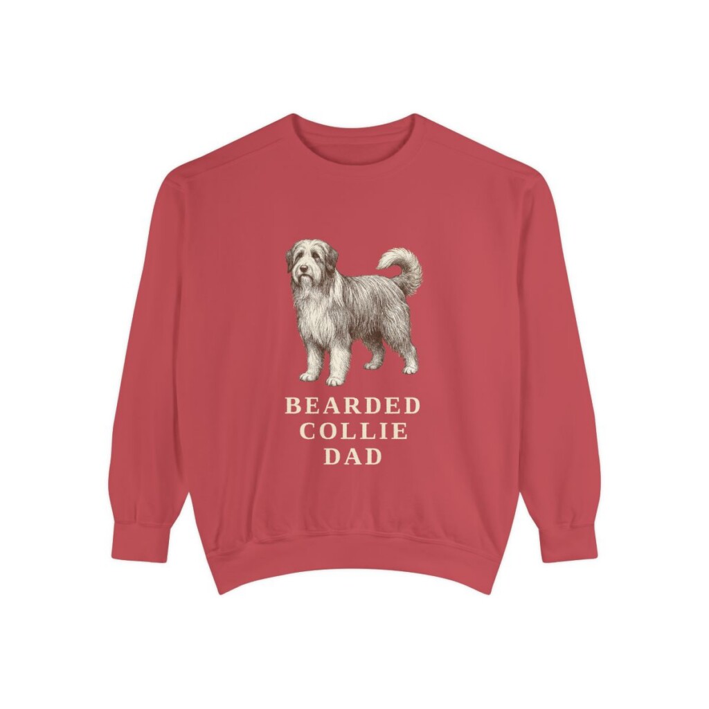 bearded-collie-sweatshirt-dad-crimson Bearded Collie Dad Sweatshirt, Crimson, front view