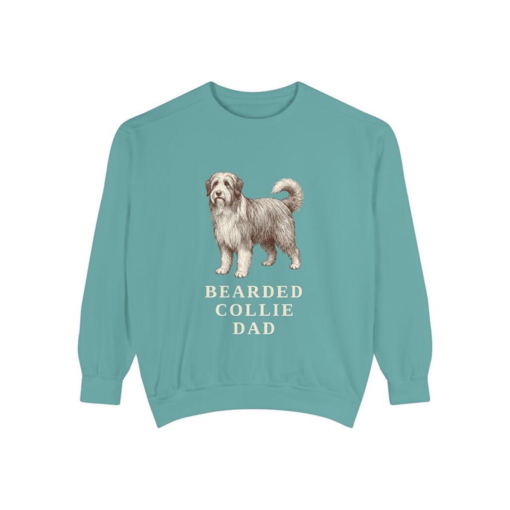 bearded-collie-sweatshirt-dad-seafoam Bearded Collie Dad Sweatshirt, Seafoam, front view