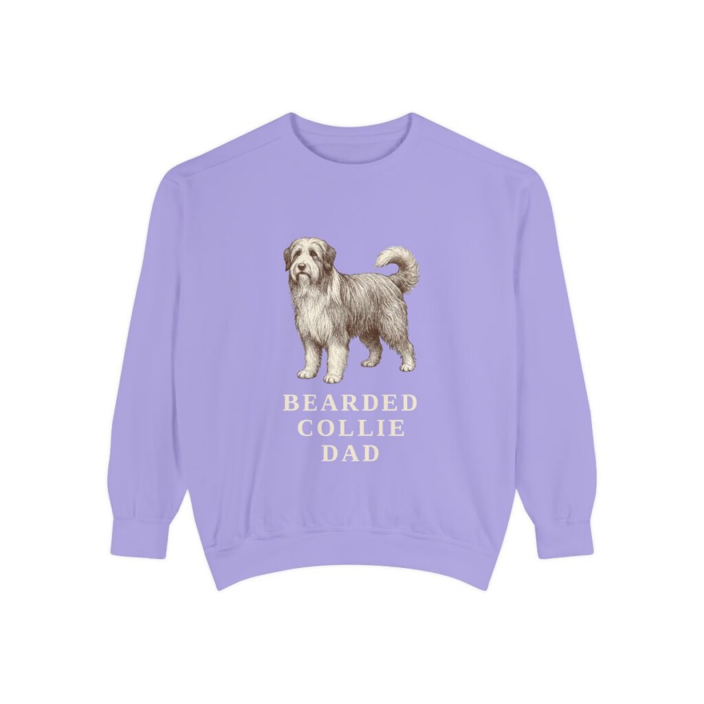 bearded-collie-sweatshirt-dad-violet Bearded Collie Dad Sweatshirt, Violet, front view