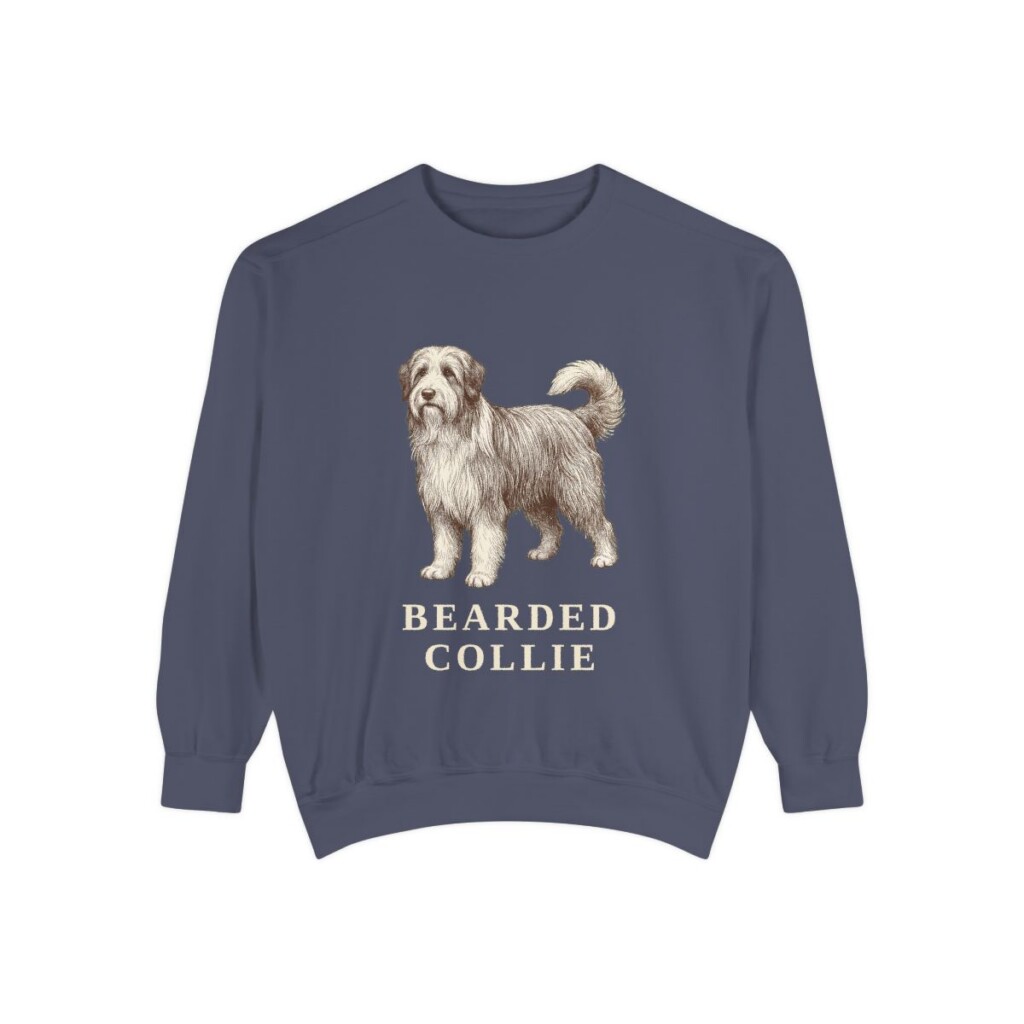 Bearded Collie Sweatshirt, Denim, front view