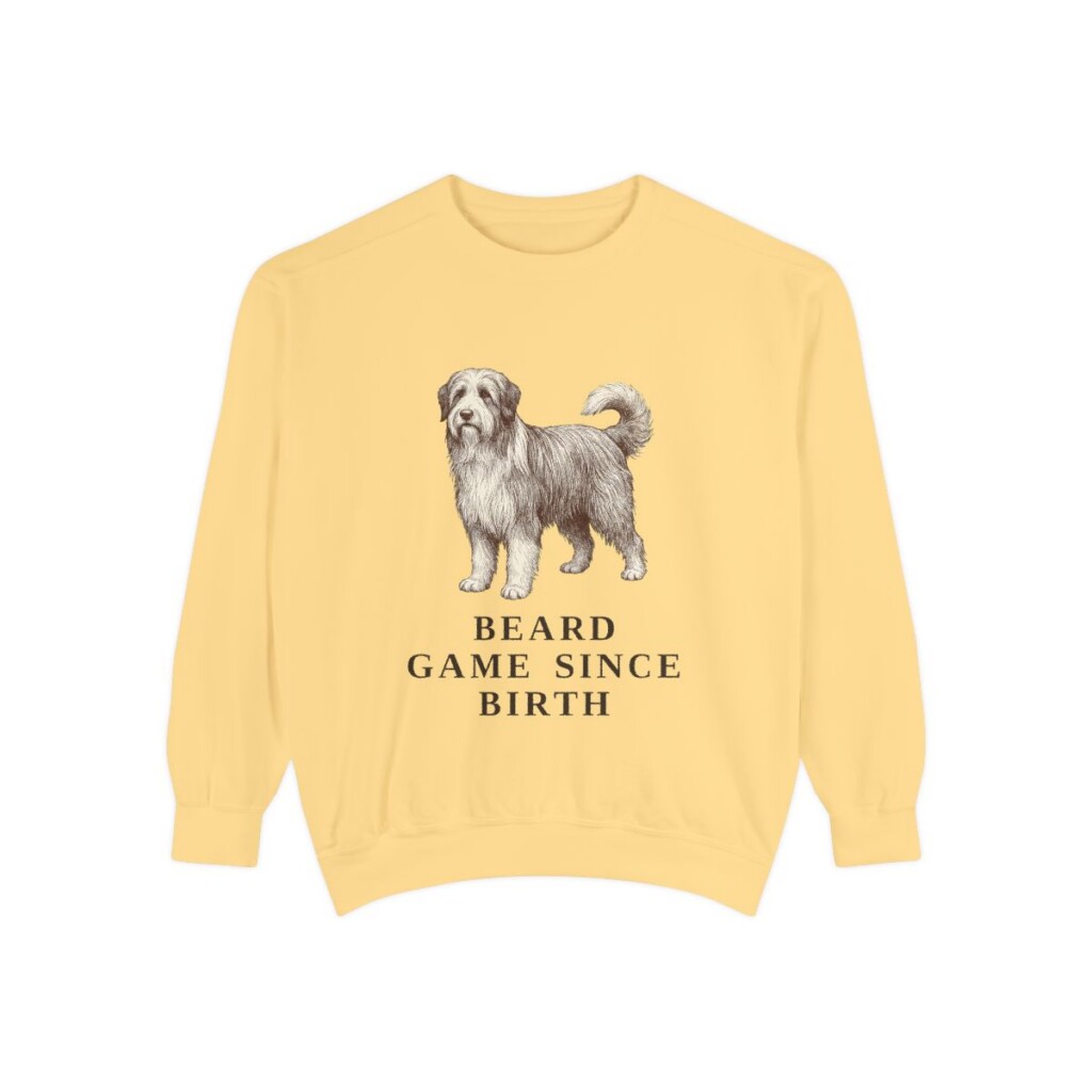 Bearded Collie Humor Sweatshirt, Butter, front view
