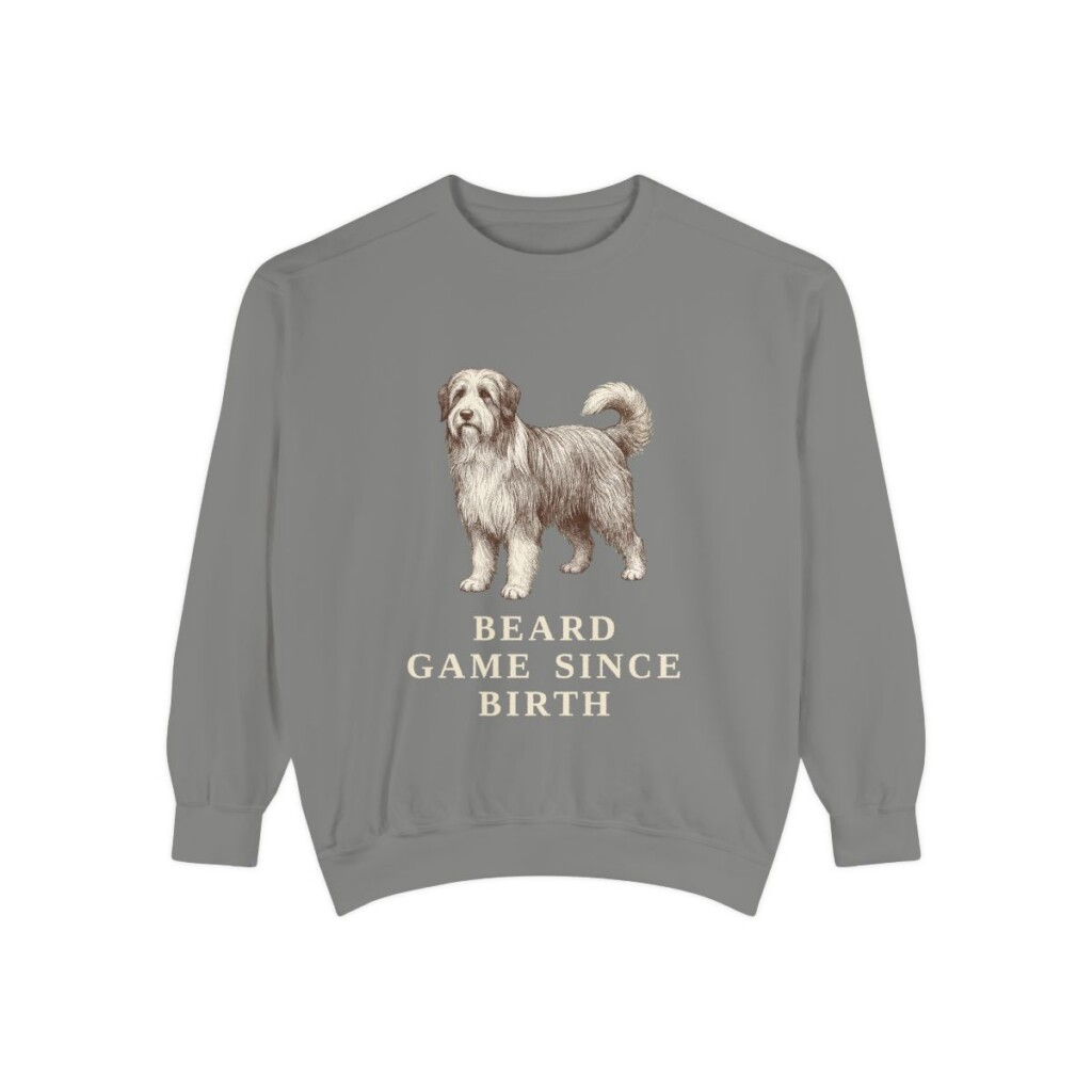 Bearded Collie Humor Sweatshirt, Grey, front view