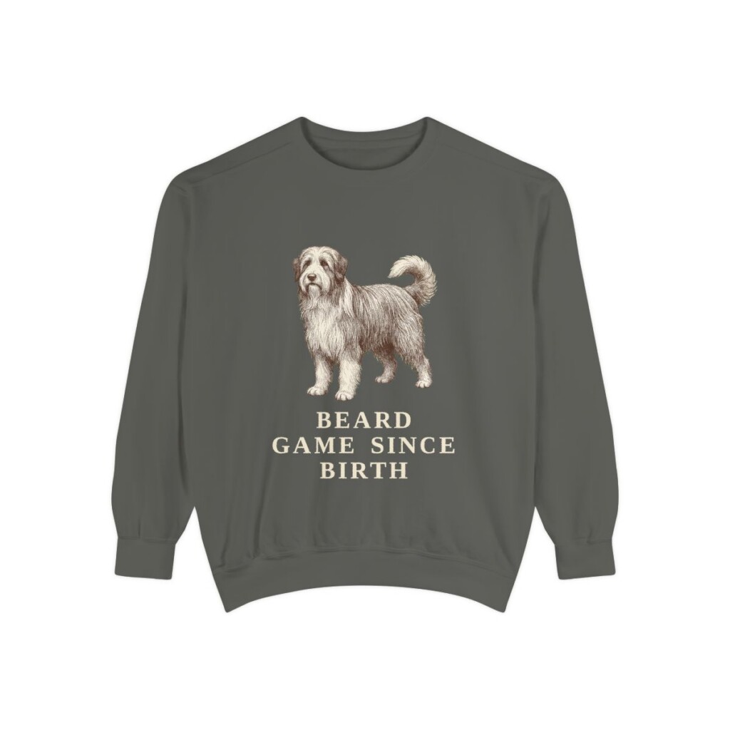 Bearded Collie Humor Sweatshirt, Pepper, front view