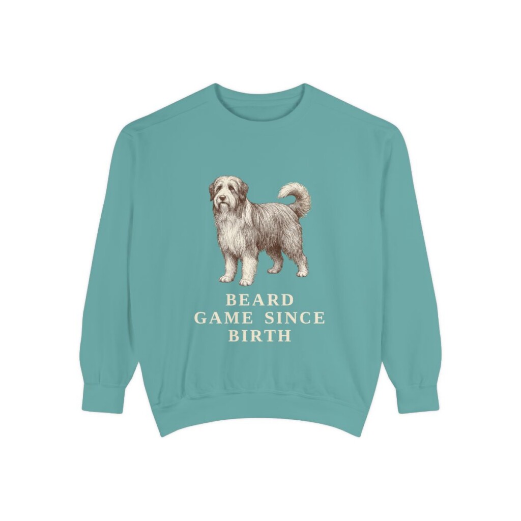 Bearded Collie Humor Sweatshirt, Seafoam, front view