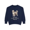 Bearded Collie Humor Sweatshirt, True Navy, front view