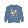 Bearded Collie Latin Sweatshirt, Blue Jean, front view