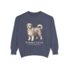 Bearded Collie Latin Sweatshirt, Denim, front view