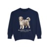 Bearded Collie Latin Sweatshirt, True Navy, front view