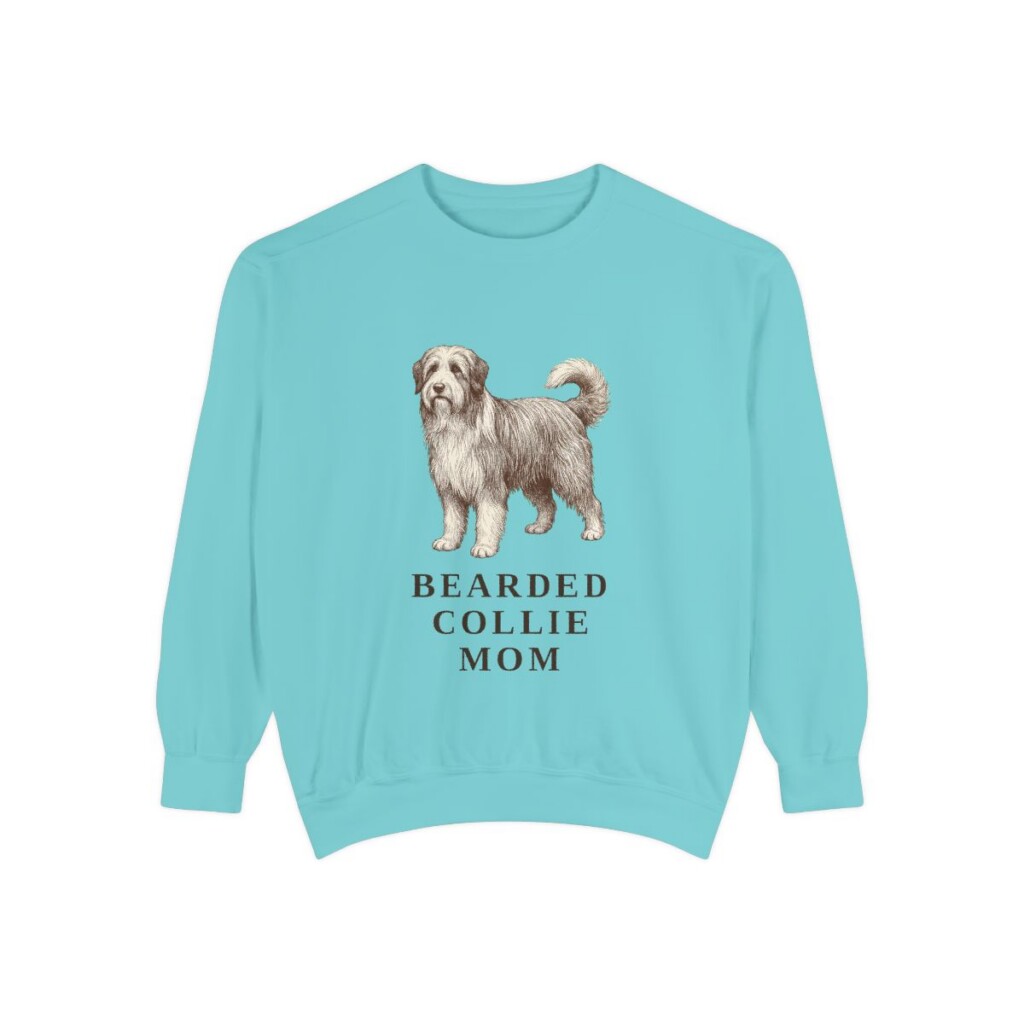 bearded-collie-sweatshirt-mom-chalky-mint Bearded Collie Mom Sweatshirt, Chalky Mint, front view