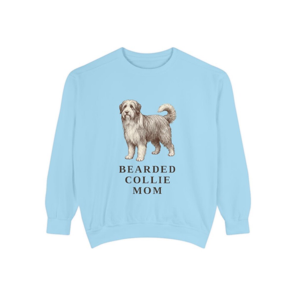 bearded-collie-sweatshirt-mom-chambray Bearded Collie Mom Sweatshirt, Chambray, front view