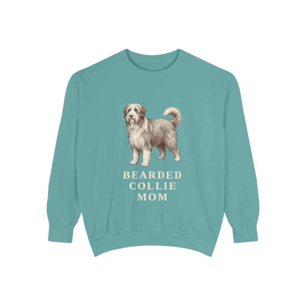 bearded-collie-sweatshirt-mom-seafoam Bearded Collie Mom Sweatshirt, Seafoam, front view
