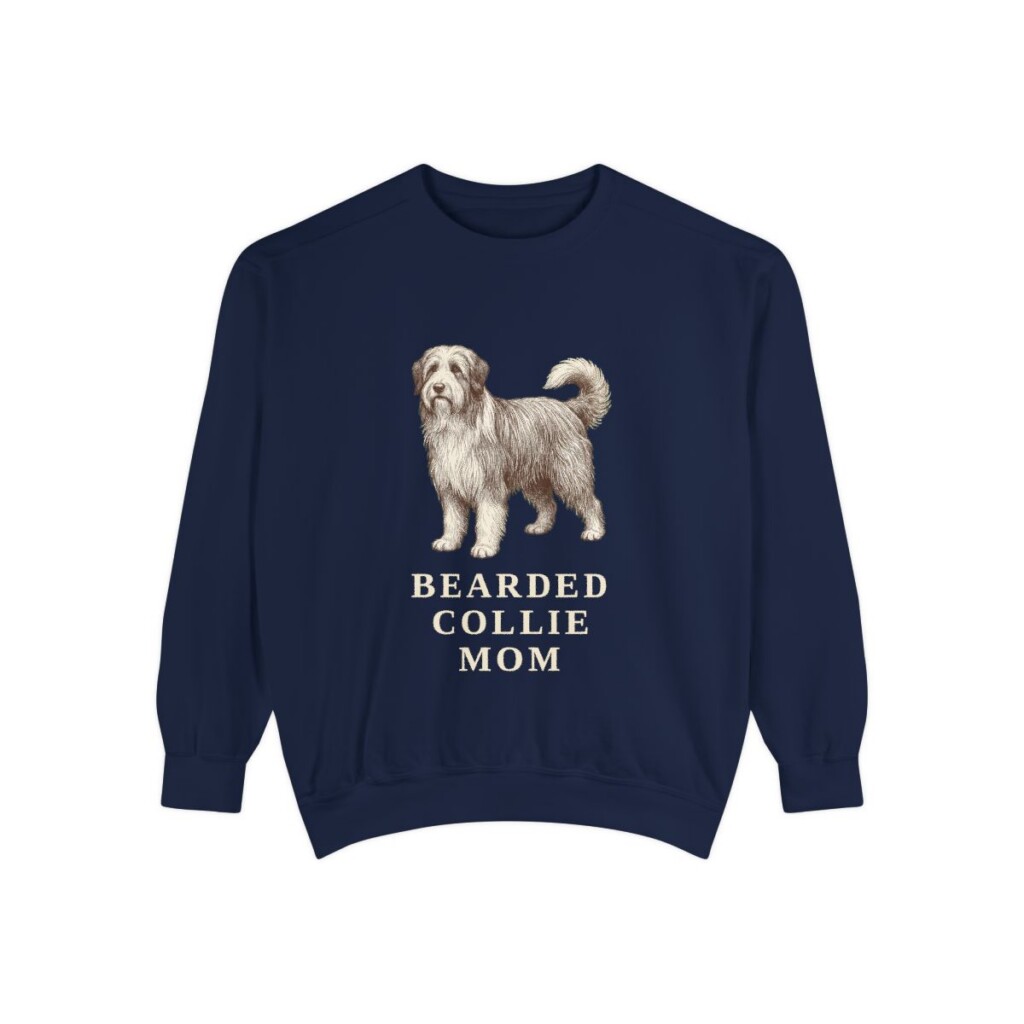 bearded-collie-sweatshirt-mom-true-navy Bearded Collie Mom Sweatshirt, True Navy, front view