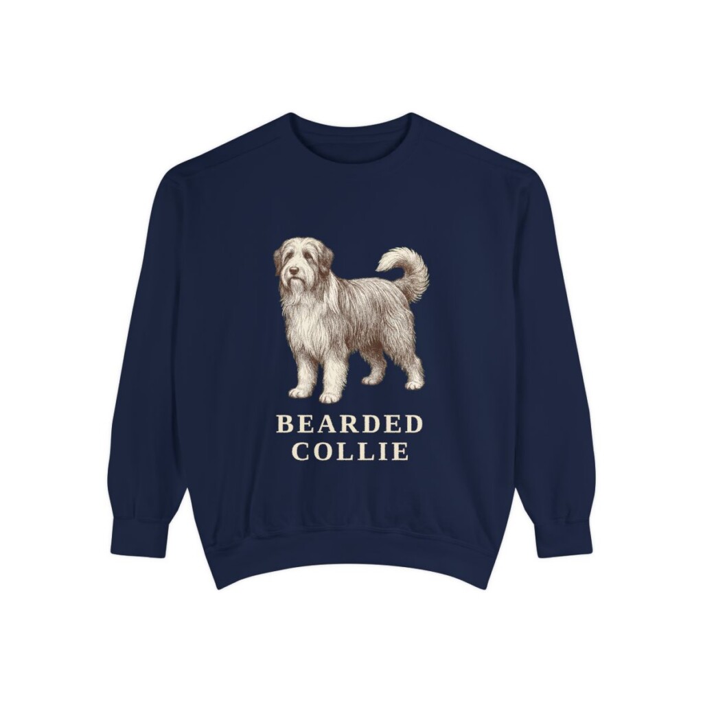 Bearded Collie Sweatshirt, True Navy, front view