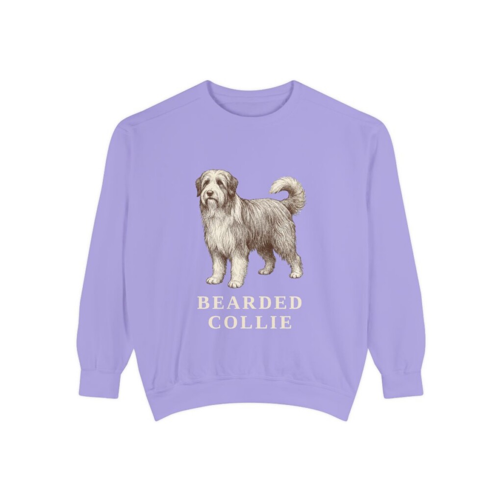 Bearded Collie Sweatshirt, Violet, front view