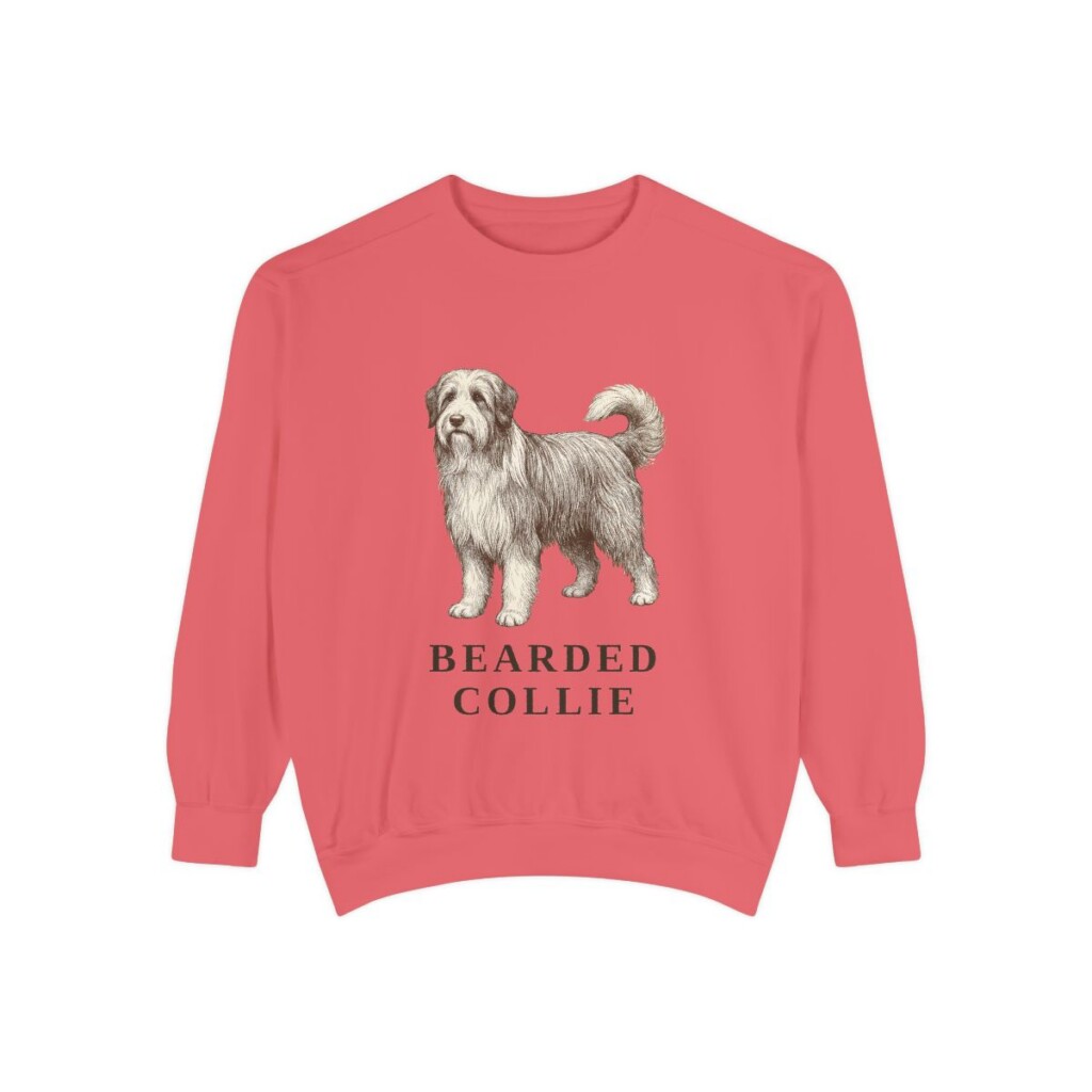 Bearded Collie Sweatshirt, Watermelon, front view