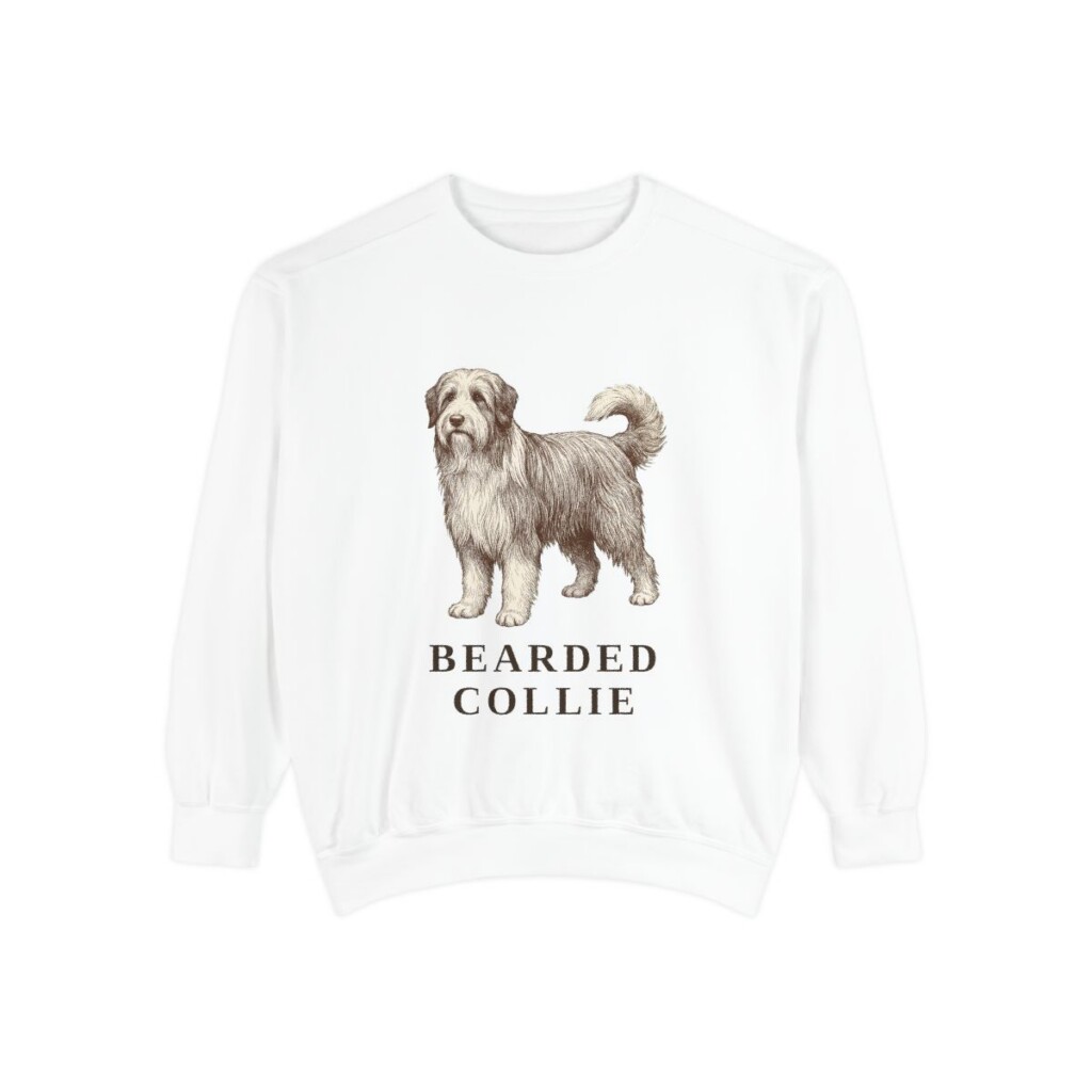 Bearded Collie Sweatshirt, White, front view