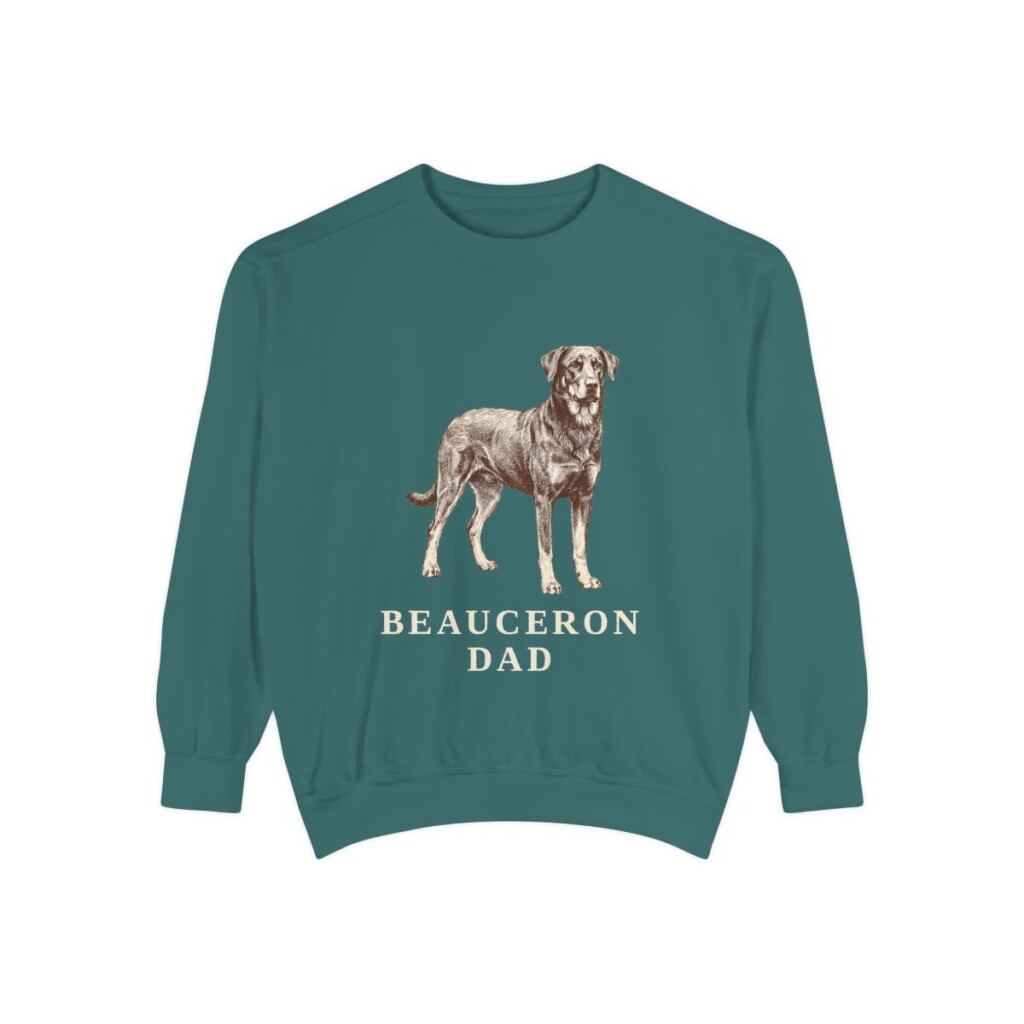 beauceron-sweatshirt-dad-blue-spruce Beauceron Dad Sweatshirt, Blue Spruce, front view