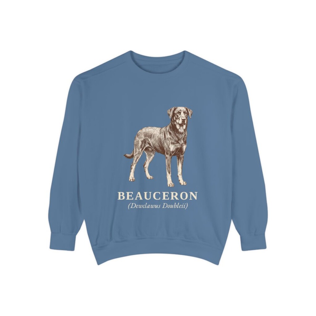 Beauceron Latin Sweatshirt, Blue Jean, front view
