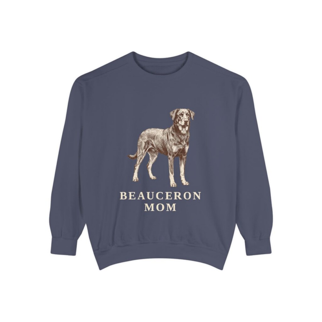 Beauceron Mom Sweatshirt, Denim, front view