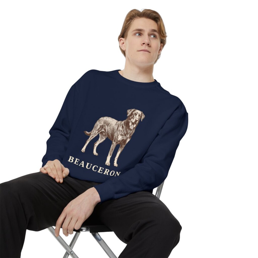 Beauceron Sweatshirt, True Navy, person 1 context