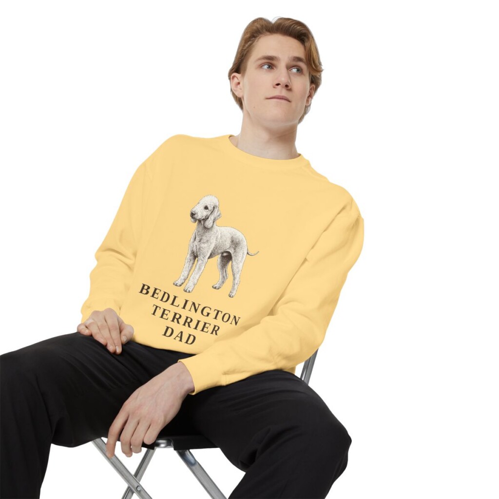 Bedlington Terrier Dad Sweatshirt, Butter, person 1 context