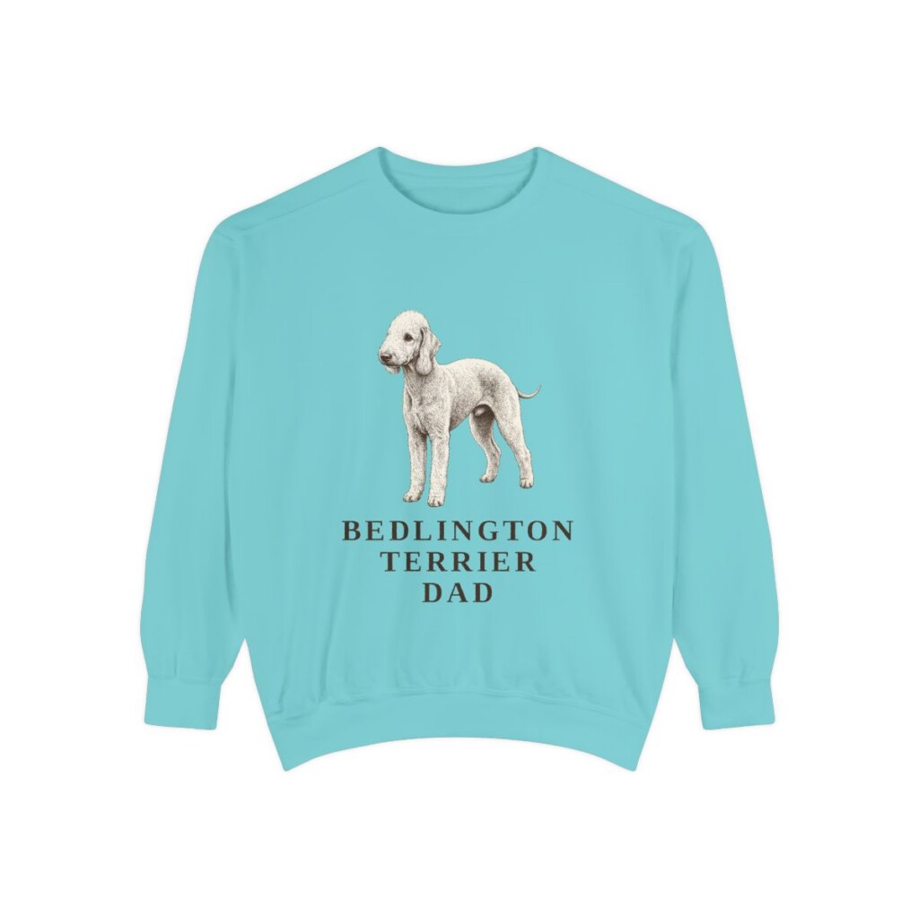 Bedlington Terrier Dad Sweatshirt, Chalky Mint, front view