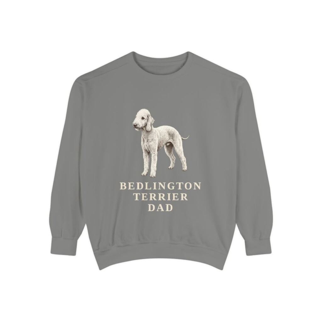 Bedlington Terrier Dad Sweatshirt, Grey, front view