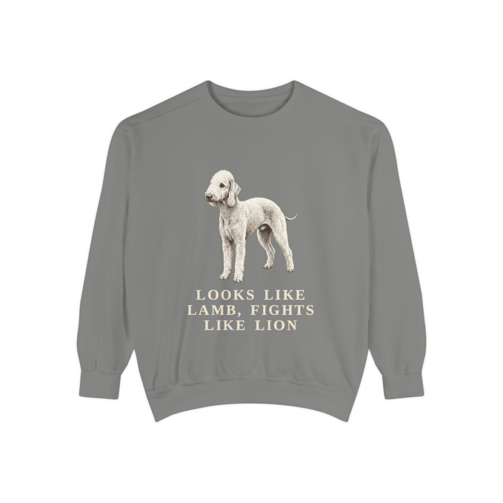 Bedlington Terrier Humor Sweatshirt, Grey, front view