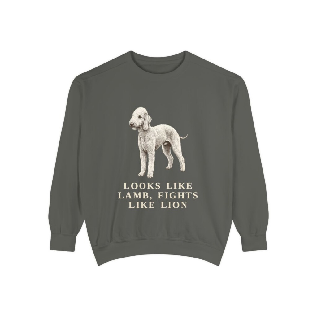 Bedlington Terrier Humor Sweatshirt, Pepper, front view