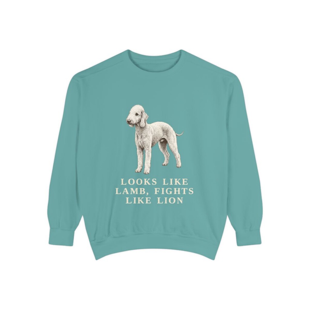 Bedlington Terrier Humor Sweatshirt, Seafoam, front view