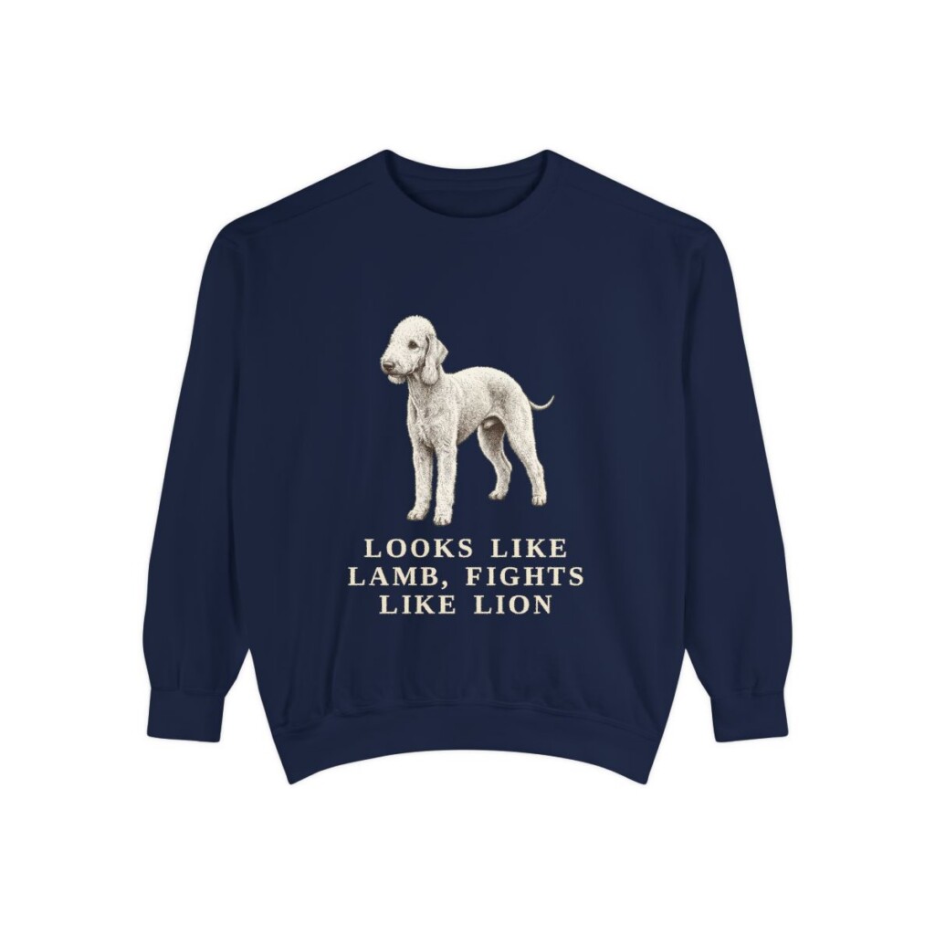 Bedlington Terrier Humor Sweatshirt, True Navy, front view