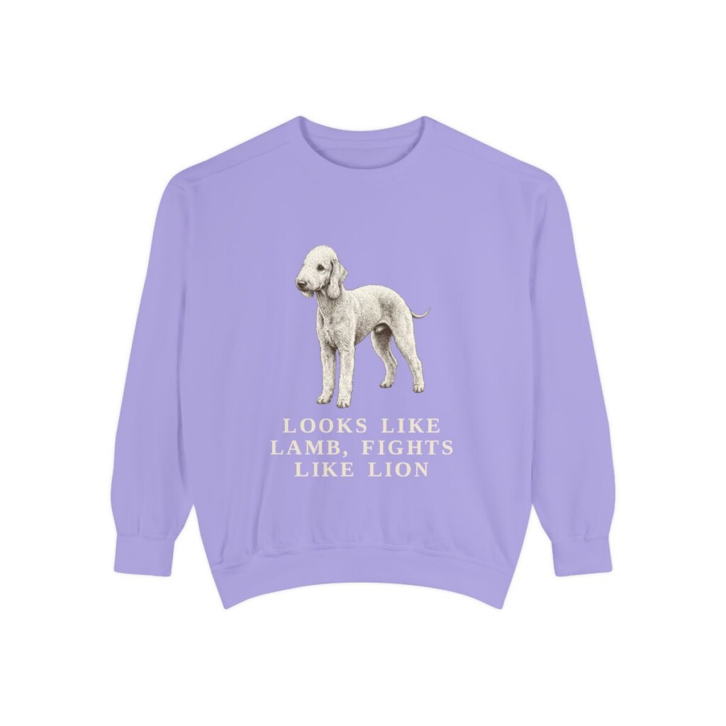 Bedlington Terrier Humor Sweatshirt, Violet, front view