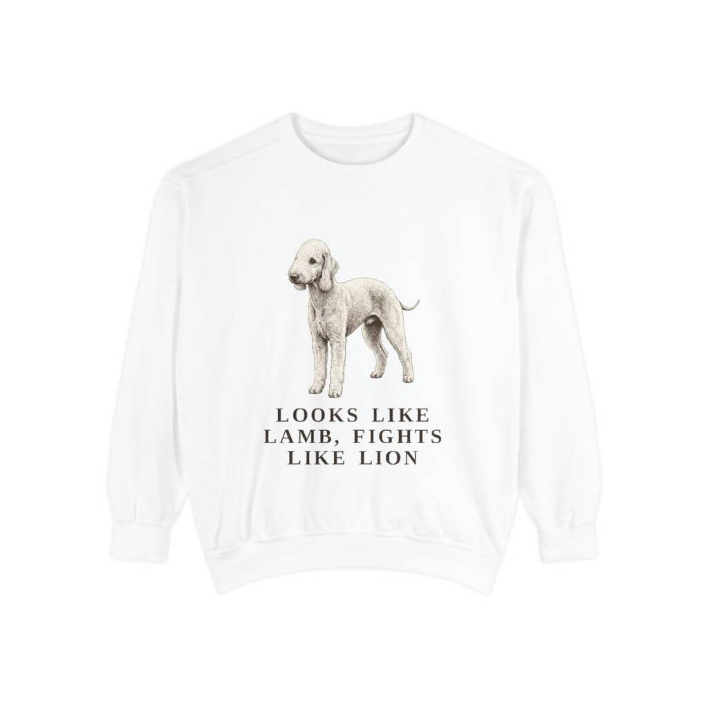 Bedlington Terrier Humor Sweatshirt, White, front view