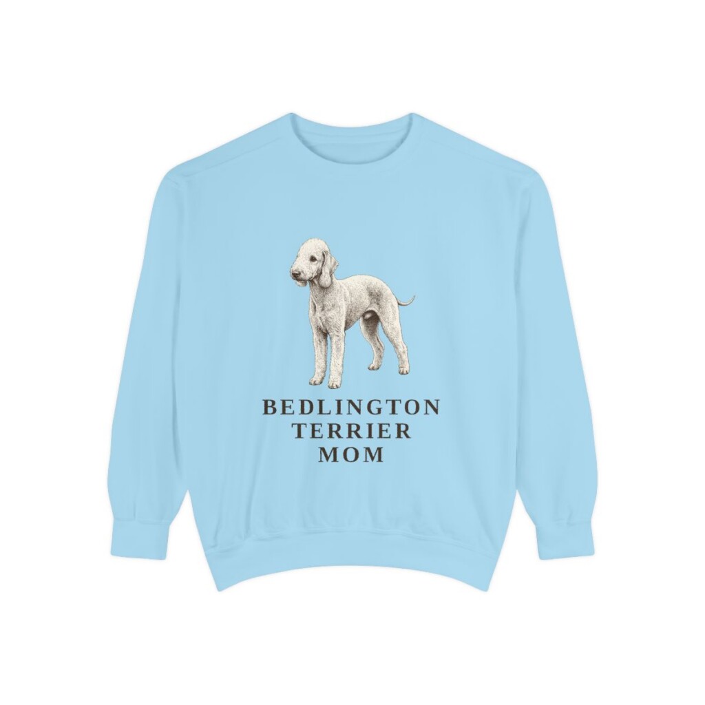 Bedlington Terrier Mom Sweatshirt, Chambray, front view