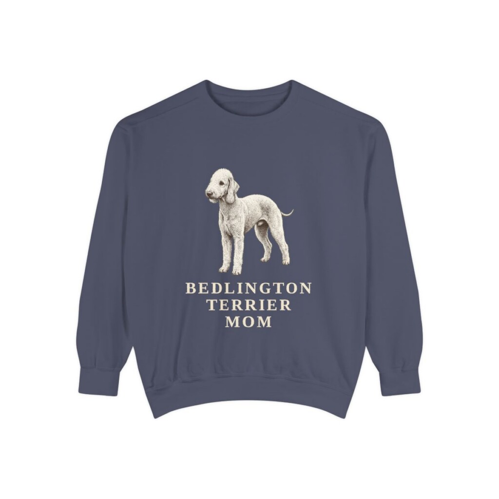 Bedlington Terrier Mom Sweatshirt, Denim, front view