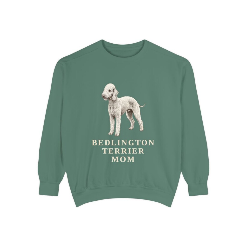 Bedlington Terrier Mom Sweatshirt, Light Green, front view