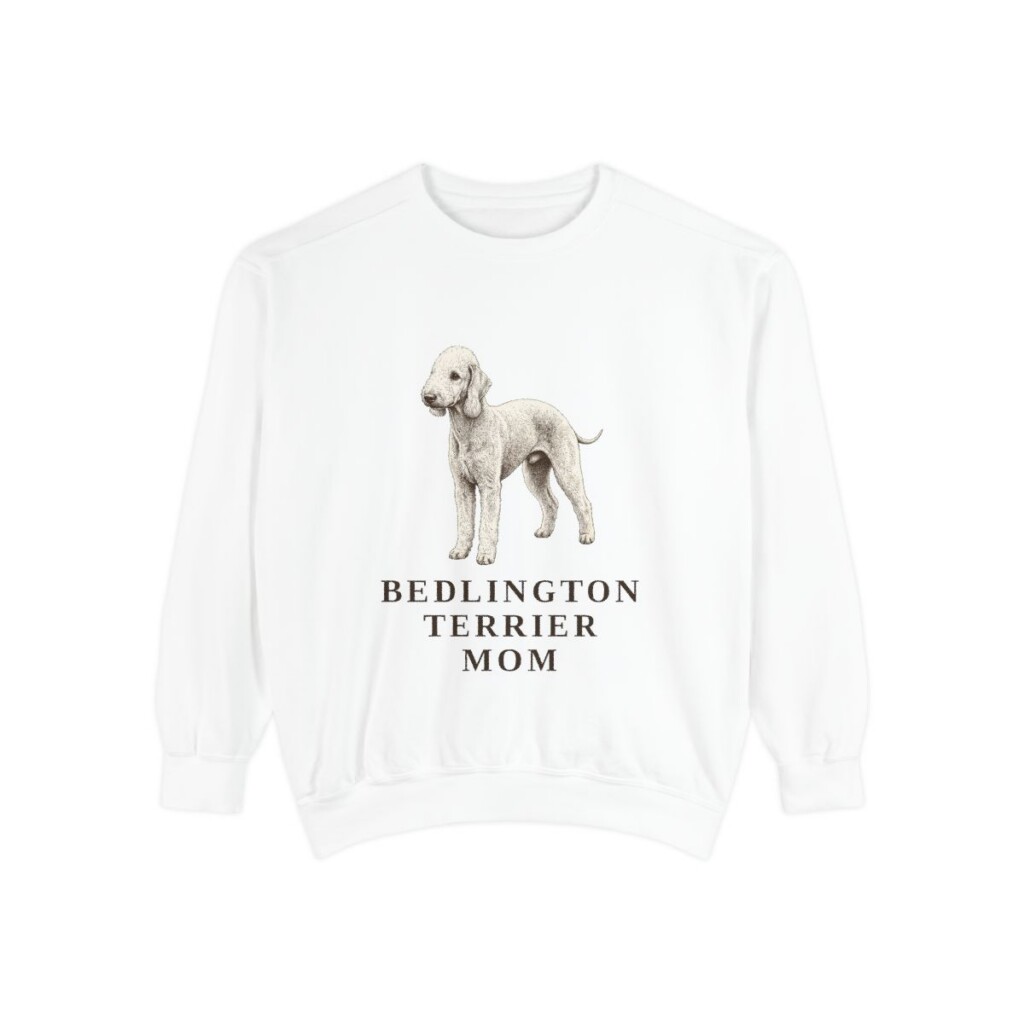Bedlington Terrier Mom Sweatshirt, White, front view