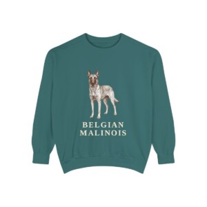 belgian-malinois-sweatshirt-blue-spruce Belgian Malinois Sweatshirt, Blue Spruce, front view