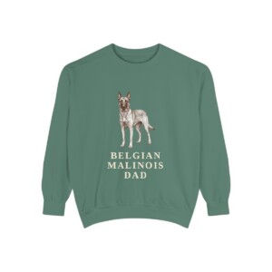 belgian-malinois-sweatshirt-dad-light-green Belgian Malinois Dad Sweatshirt, Light Green, front view