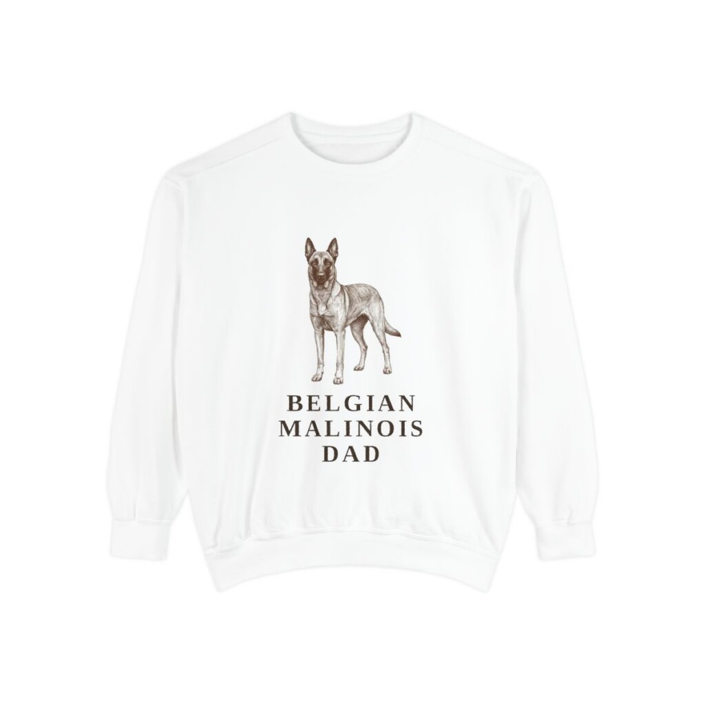 Belgian Malinois Dad Sweatshirt, White, front view