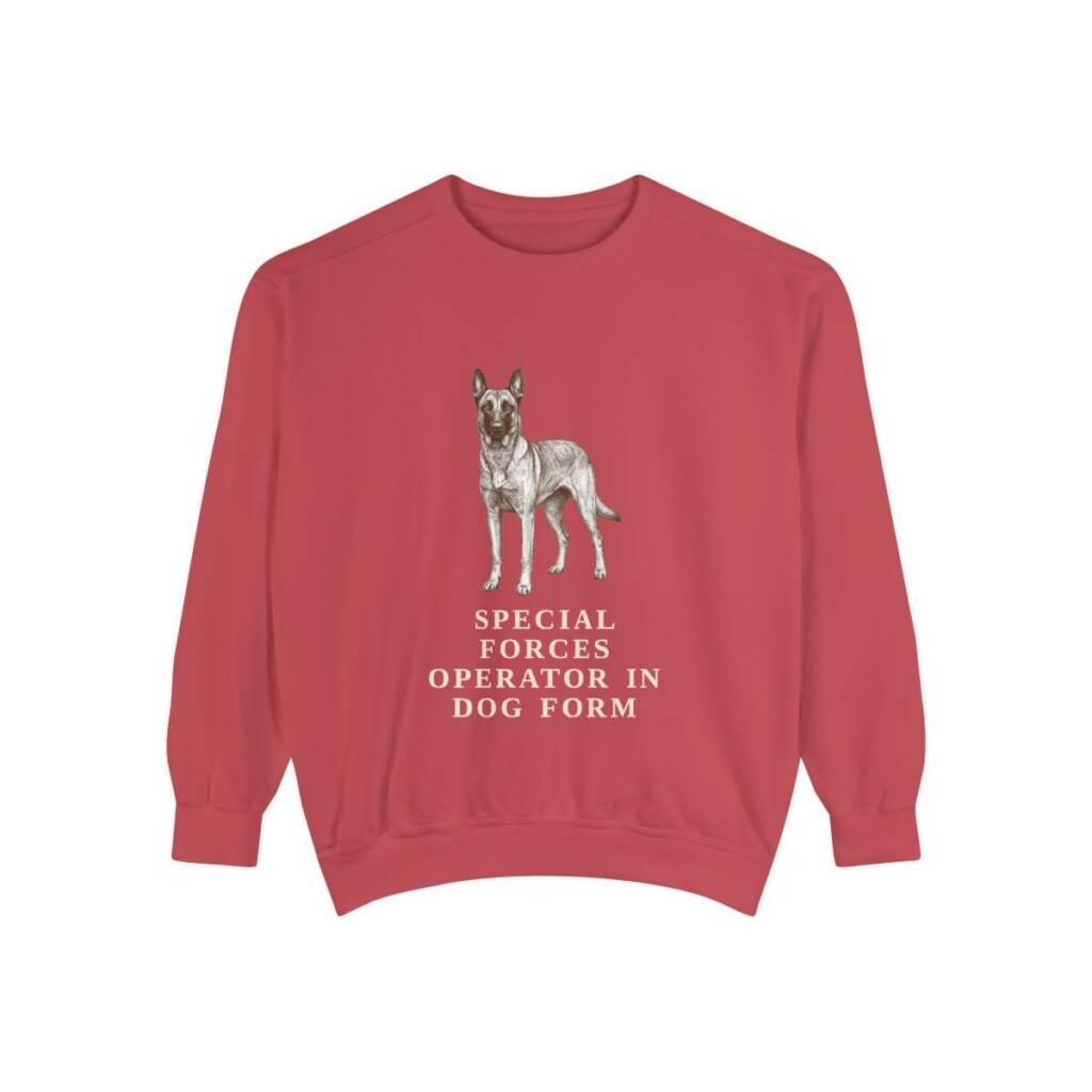 Belgian Malinois Humor Sweatshirt, Crimson, front view