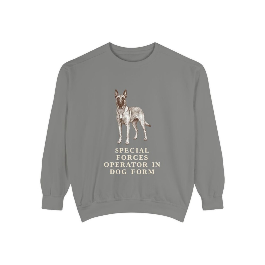 Belgian Malinois Humor Sweatshirt, Grey, front view