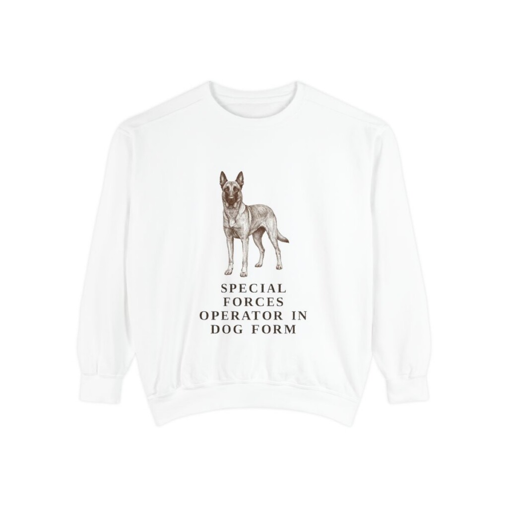 Belgian Malinois Humor Sweatshirt, White, front view