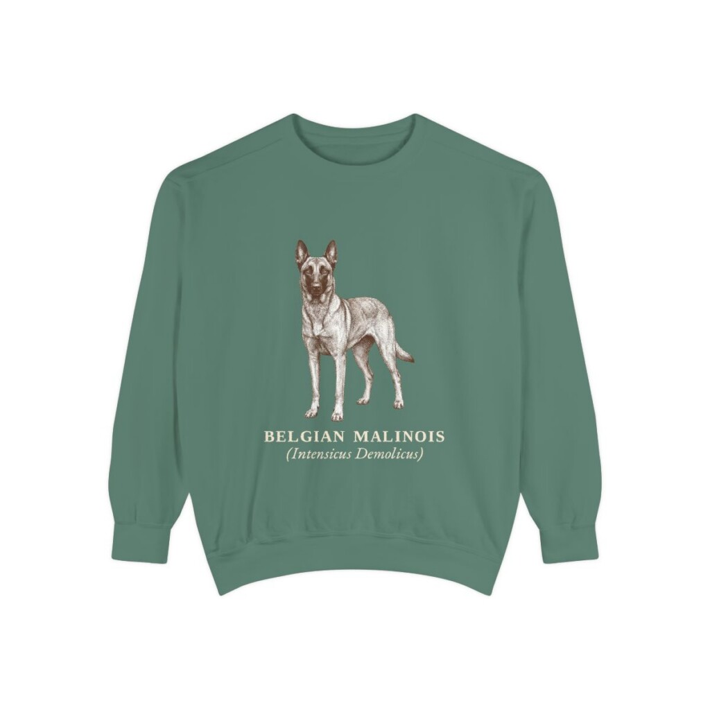 Belgian Malinois Latin Sweatshirt, Light Green, front view